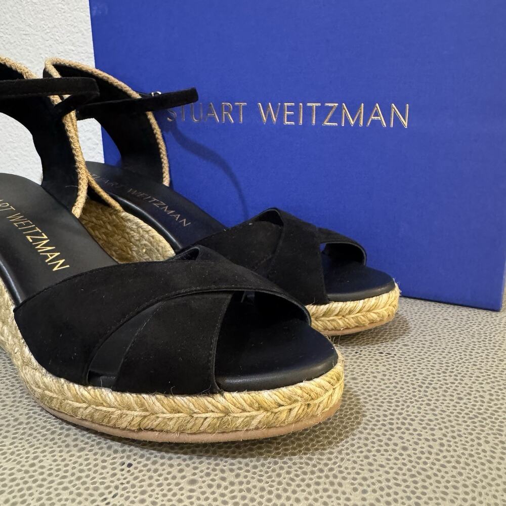 Stuart Weitzman Mirela II Espadrille Wedge Black Size 11 - Picture 4 of 16